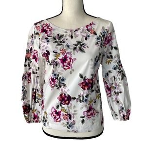 White House Black Market Floral Blouse Size 0